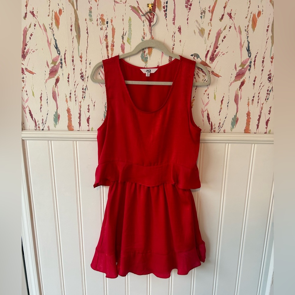 Red Ruffle Mini Dress - Picture 1 of 6